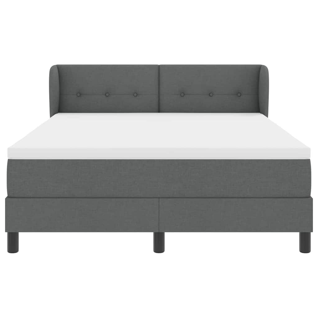 Boxspringbett mit Kopfteil Dunkelgrau 140 x 200 cm Stoff