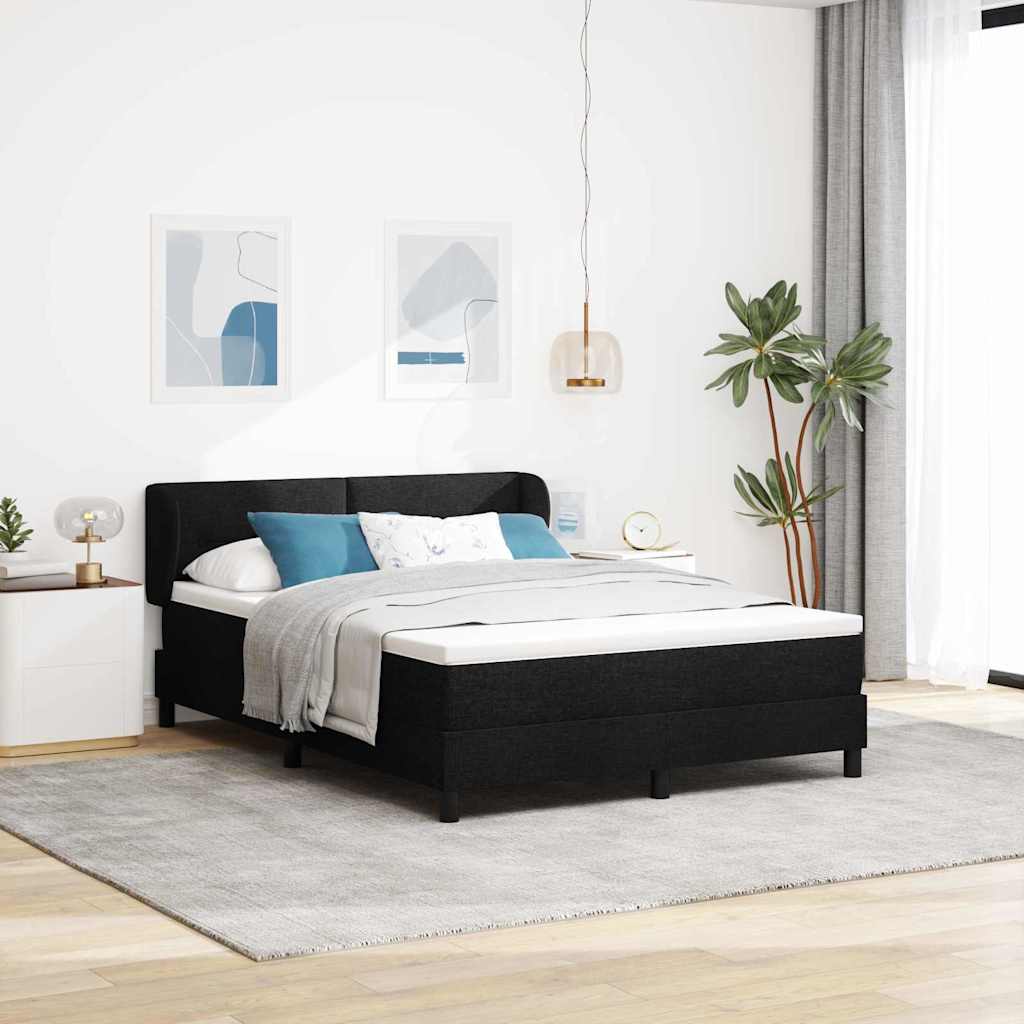 Boxspringbett mit Kopfteil Schwarz 140 x 200 cm Stoff