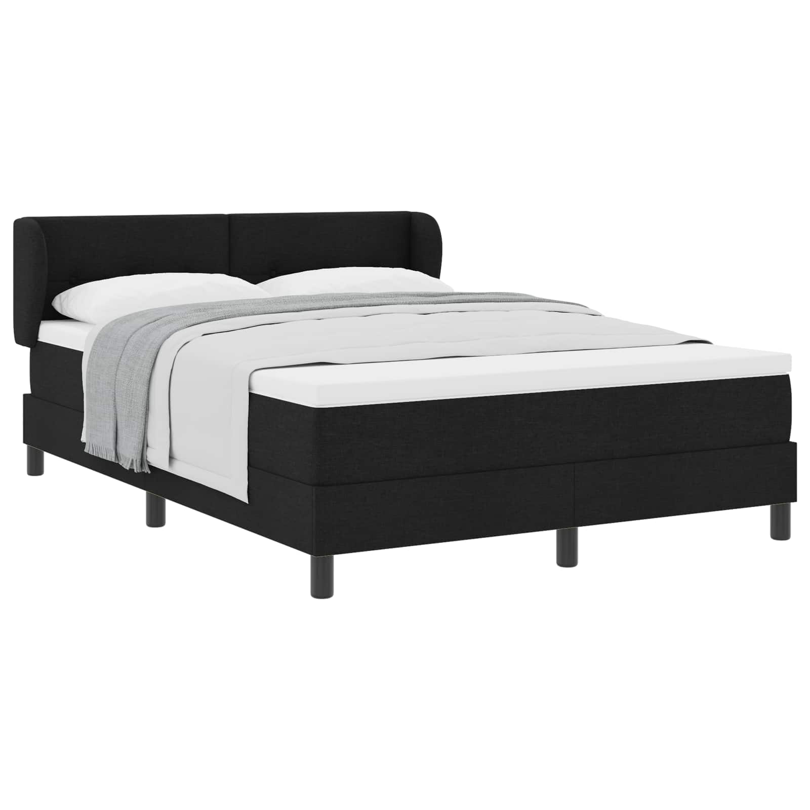 Boxspringbett mit Kopfteil Schwarz 140 x 200 cm Stoff
