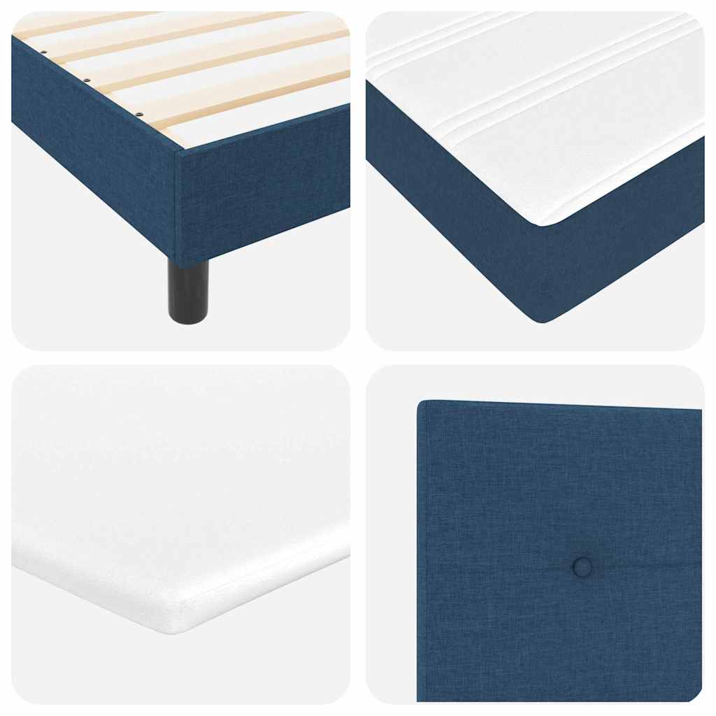 Boxspringbett mit Kopfteil Blau 140 x 200 cm Stoff