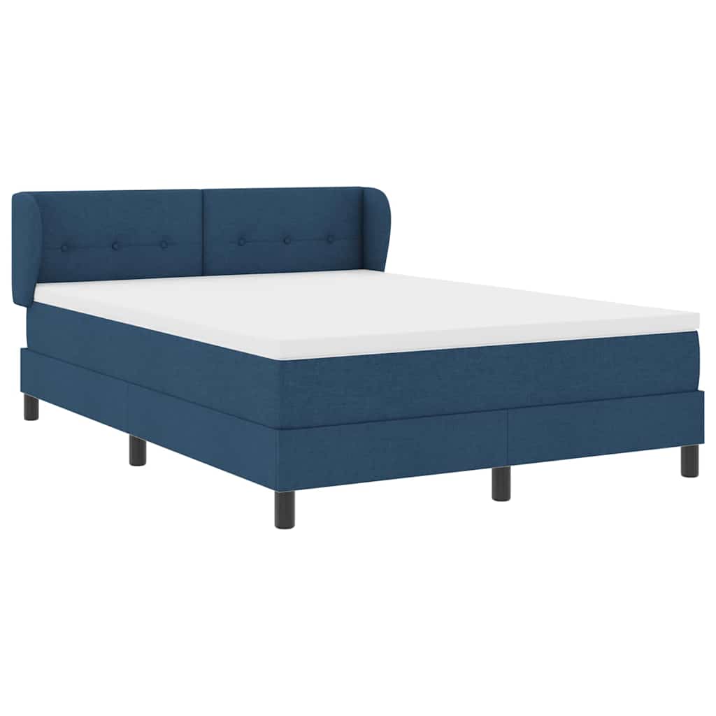 Boxspringbett mit Kopfteil Blau 140 x 200 cm Stoff