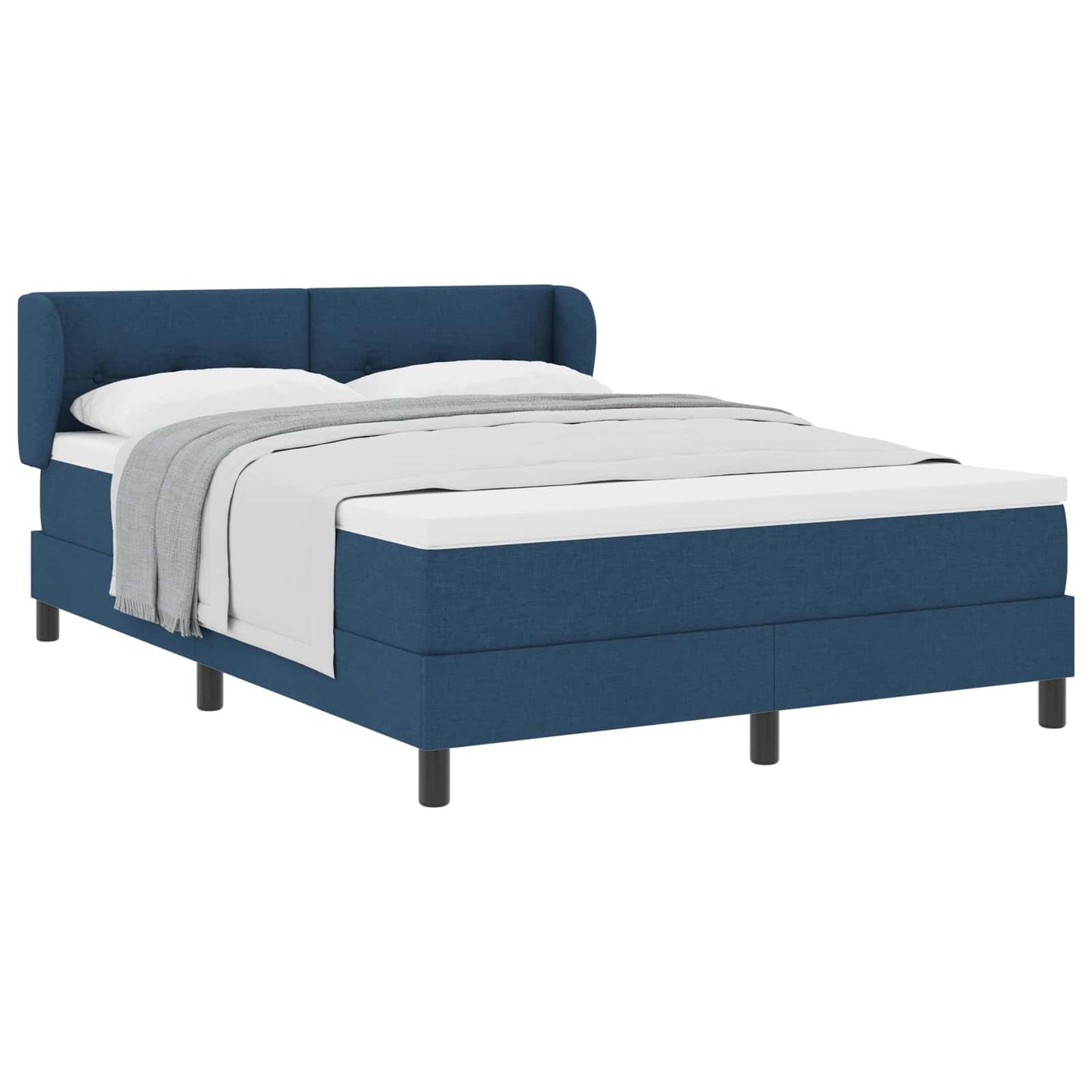 Boxspringbett mit Kopfteil Blau 160 x 200 cm Stoff
