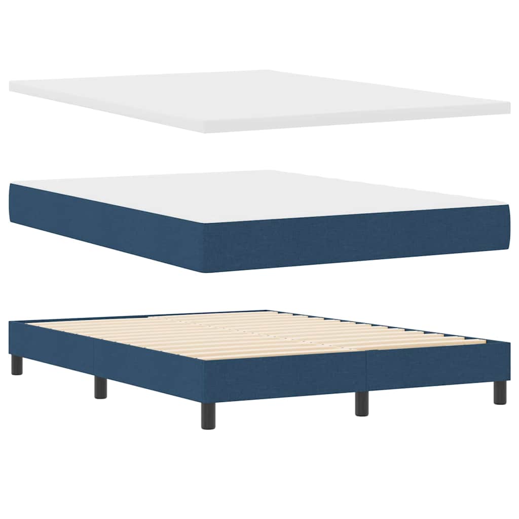 Boxspringbett mit Kopfteil Blau 160 x 200 cm Stoff