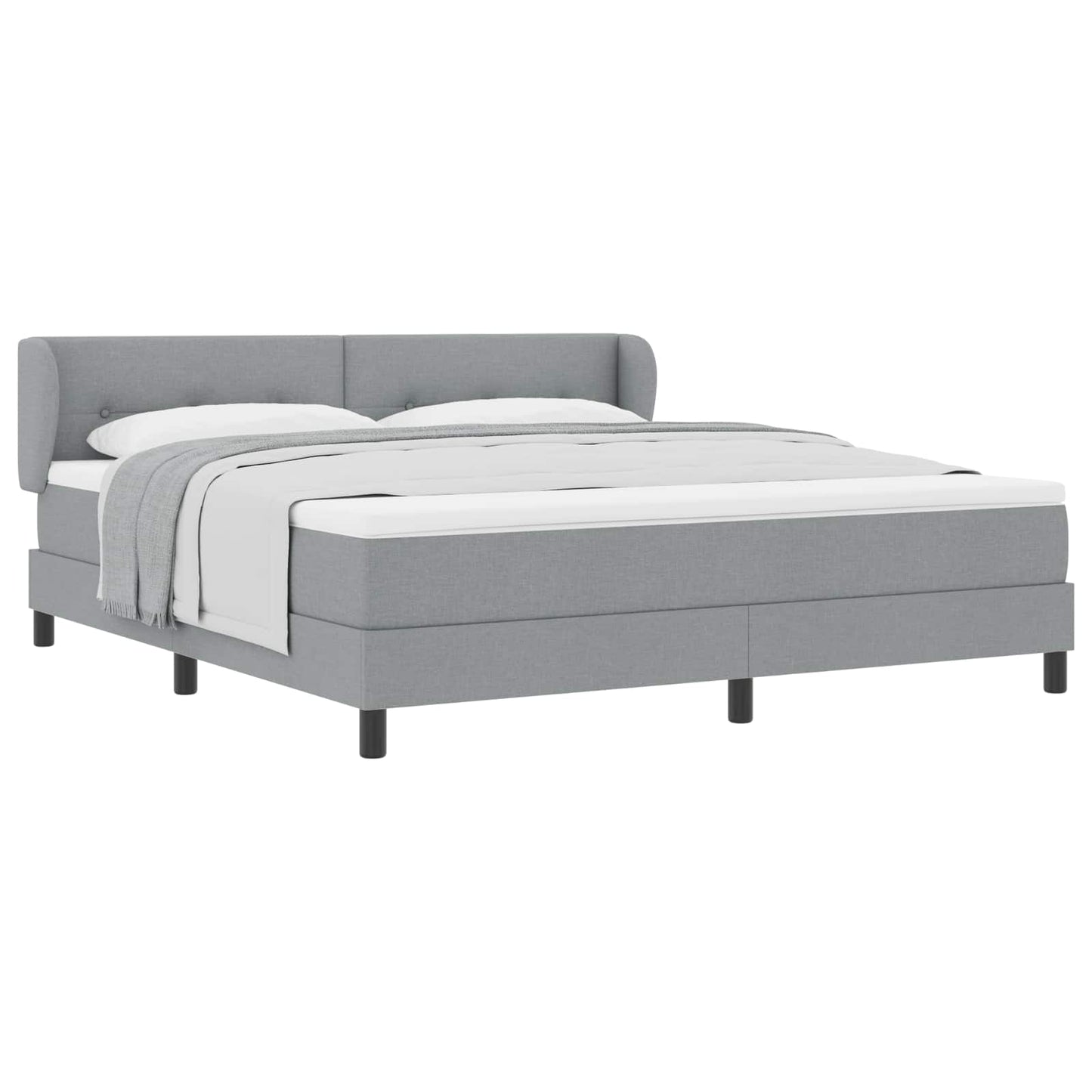 Boxspringbett mit Kopfteil Hellgrau 180 x 200 cm Stoff