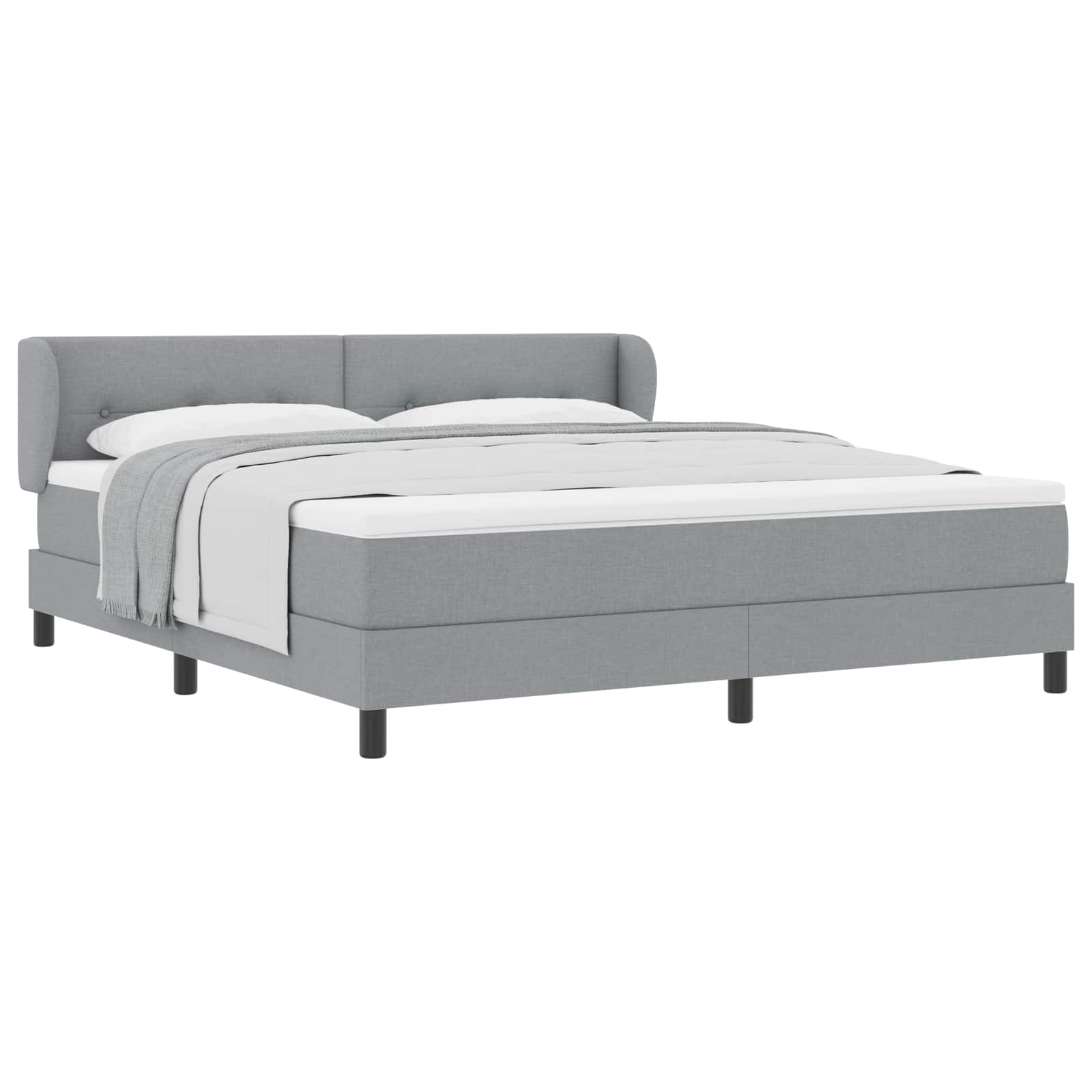Boxspringbett mit Kopfteil Hellgrau 180 x 200 cm Stoff