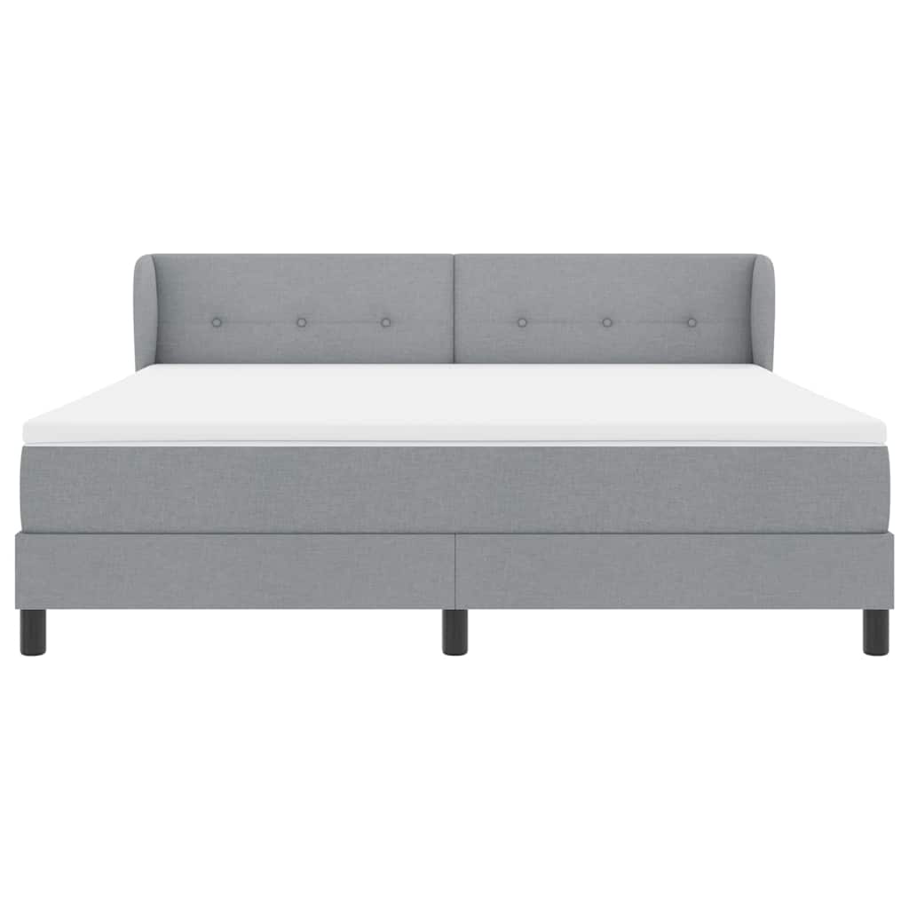 Boxspringbett mit Kopfteil Hellgrau 180 x 200 cm Stoff