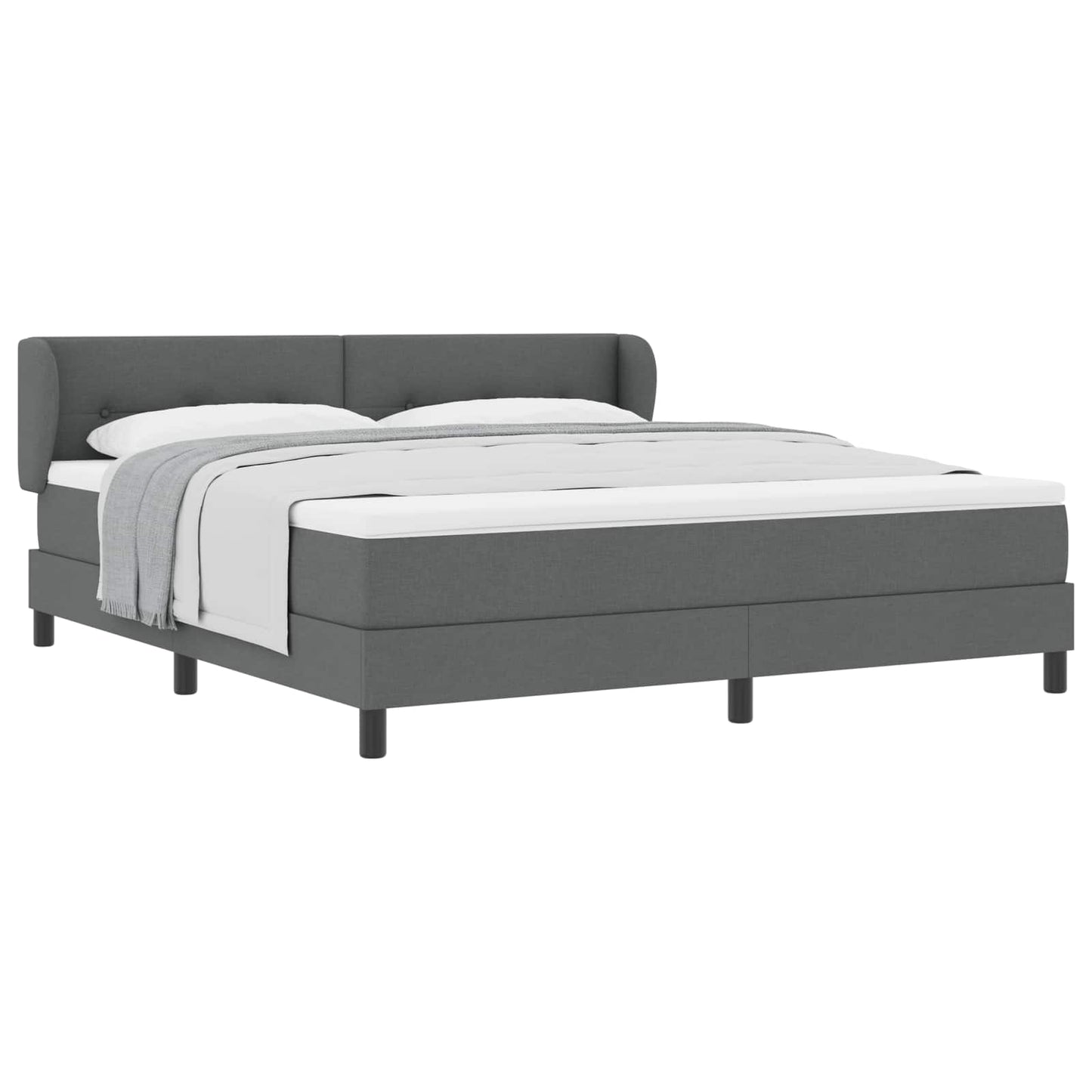 Boxspringbett mit Kopfteil Dunkelgrau 180 x 200 cm Stoff