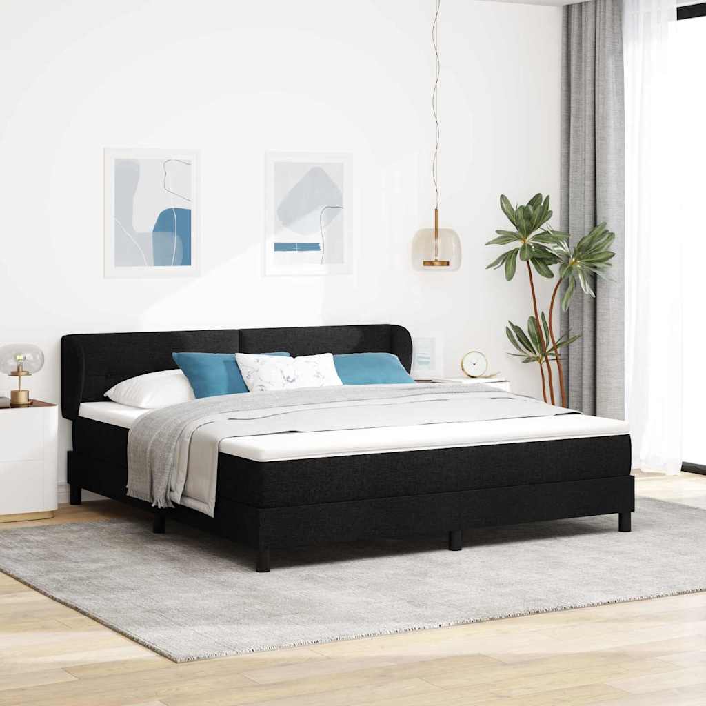 Boxspringbett mit Kopfteil Schwarz 180 x 200 cm Stoff
