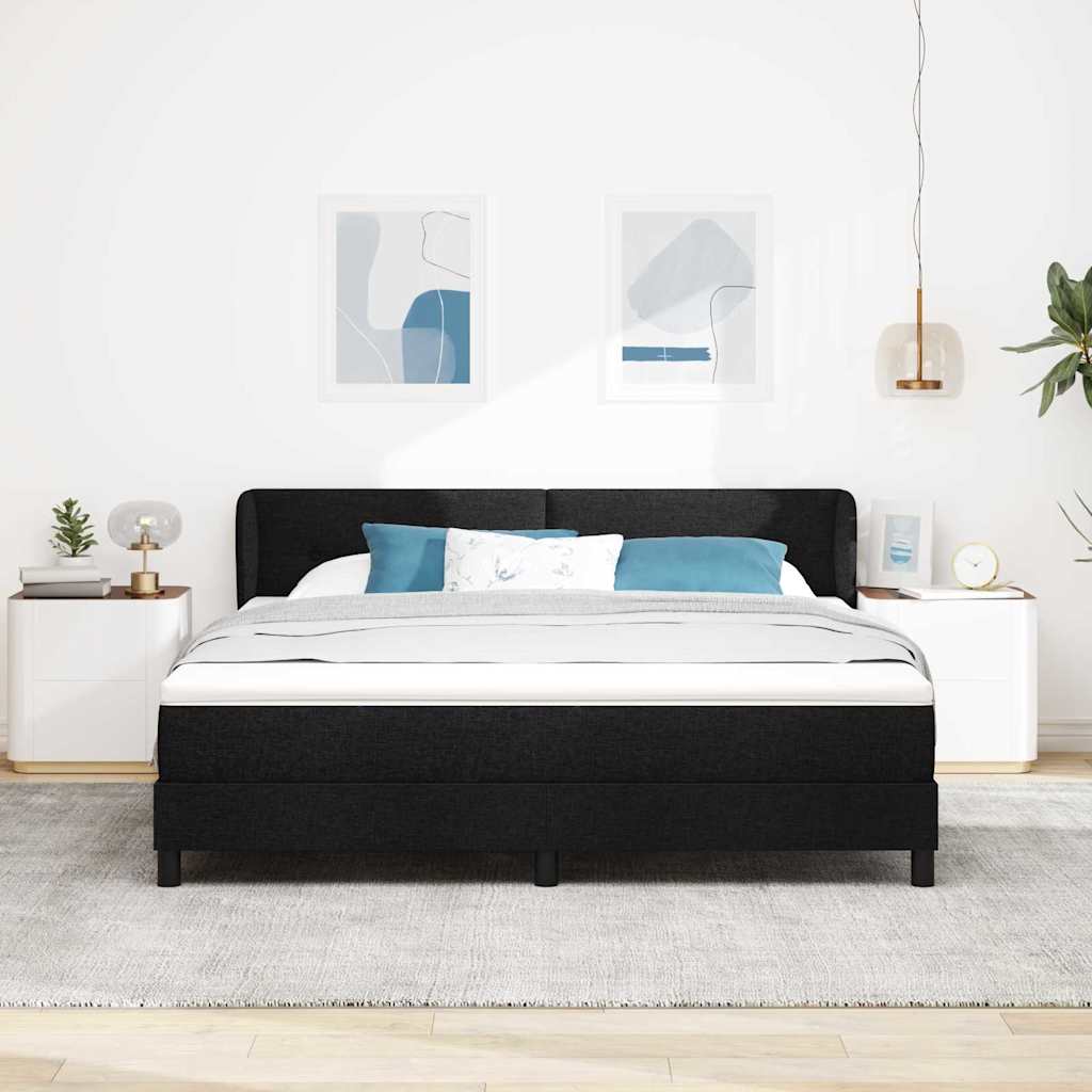 Boxspringbett mit Kopfteil Schwarz 180 x 200 cm Stoff