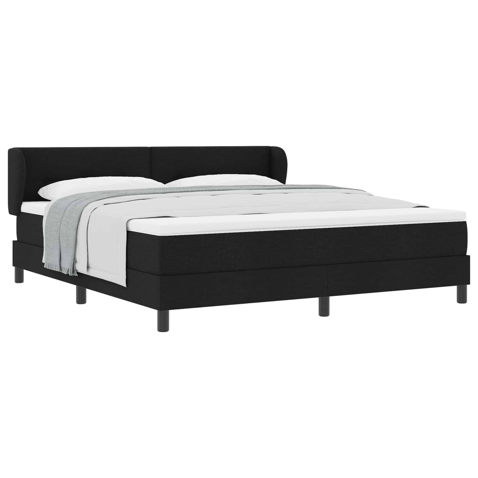 Boxspringbett mit Kopfteil Schwarz 180 x 200 cm Stoff