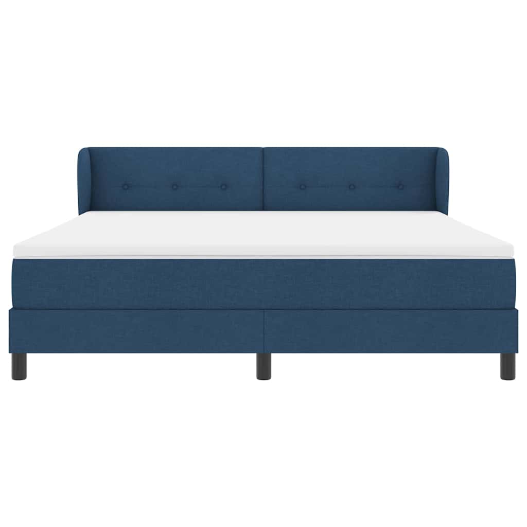 Boxspringbett mit Kopfteil Blau 180 x 200 cm Stoff