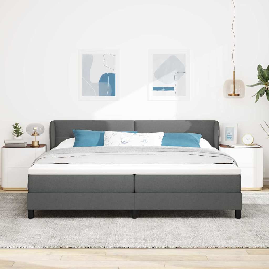 Boxspringbett mit Kopfteil Dunkelgrau 200 x 200 cm Stoff