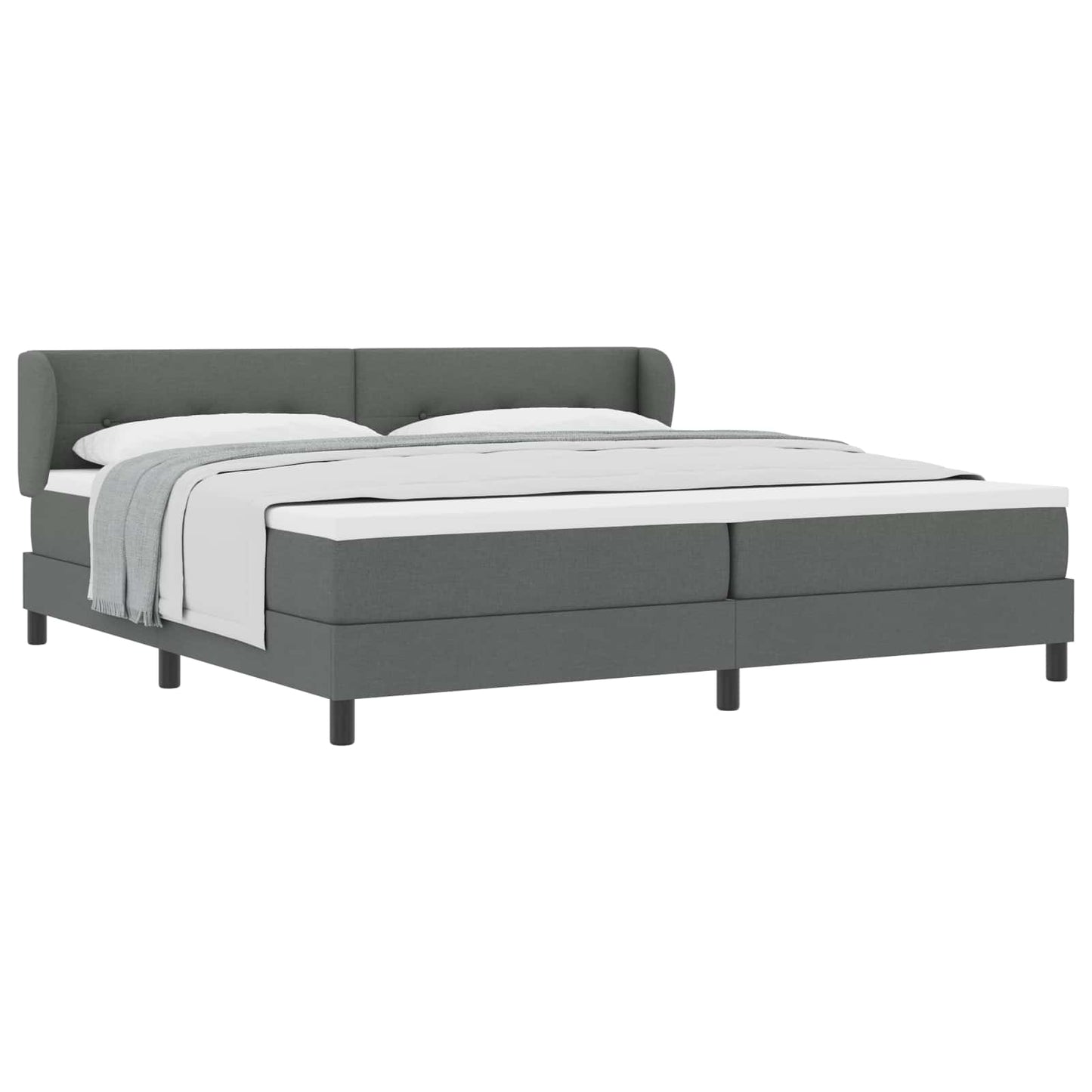 Boxspringbett mit Kopfteil Dunkelgrau 200 x 200 cm Stoff