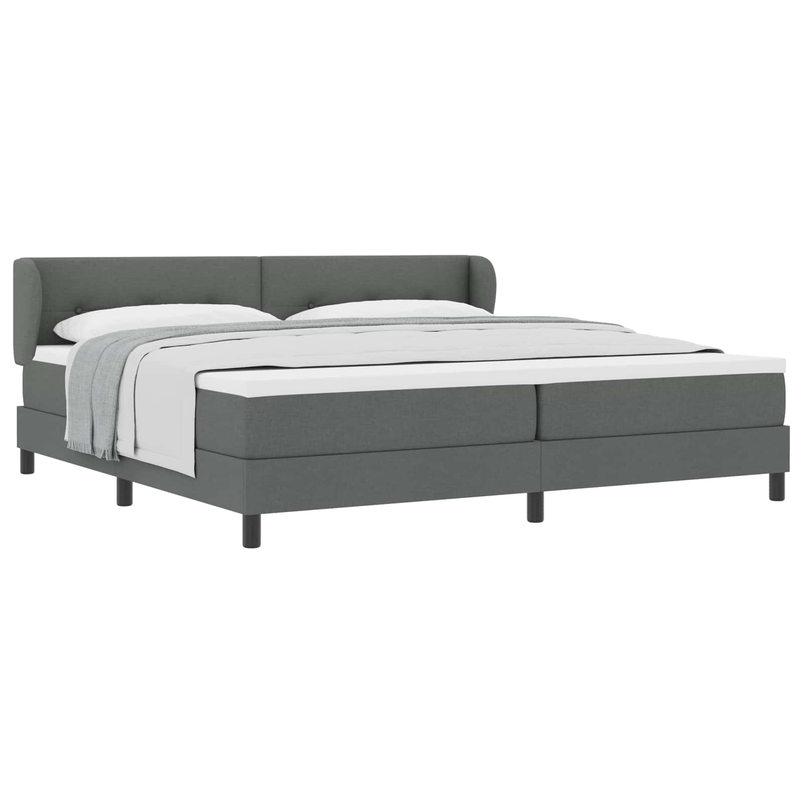 Boxspringbett mit Kopfteil Dunkelgrau 200 x 200 cm Stoff