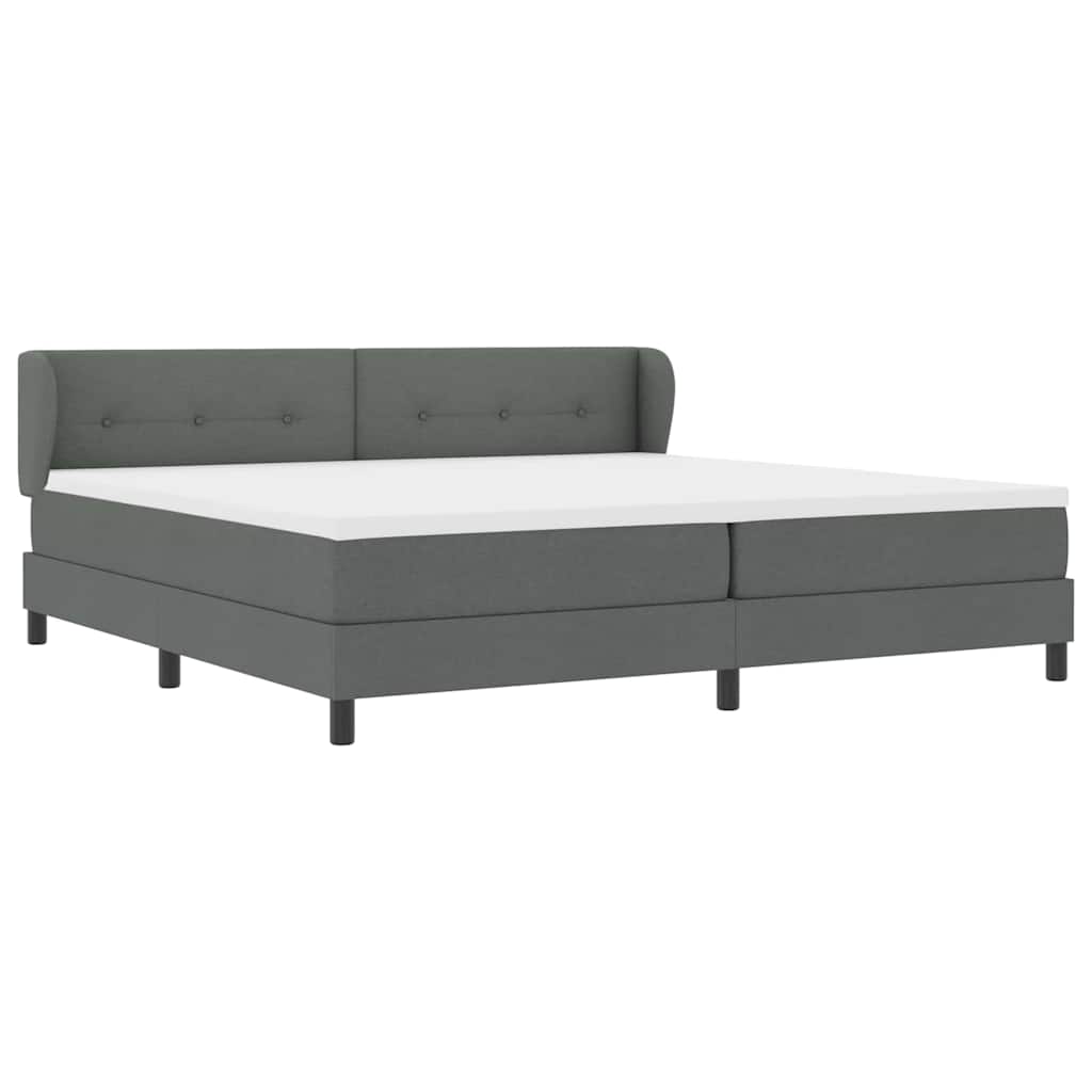 Boxspringbett mit Kopfteil Dunkelgrau 200 x 200 cm Stoff