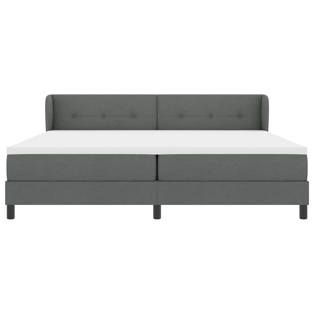 Boxspringbett mit Kopfteil Dunkelgrau 200 x 200 cm Stoff