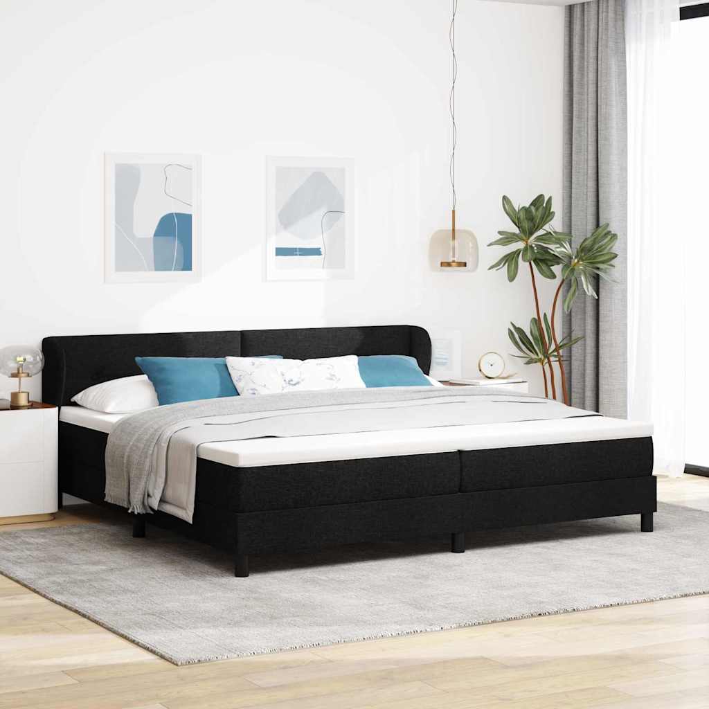 Boxspringbett mit Kopfteil Schwarz 200 x 200 cm Stoff