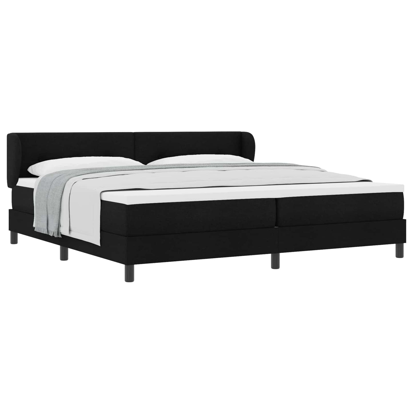 Boxspringbett mit Kopfteil Schwarz 200 x 200 cm Stoff