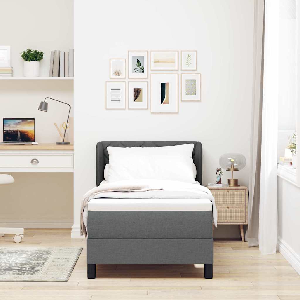 Boxspringbett mit Kopfteil Dunkelgrau 80 x 200 cm Stoff