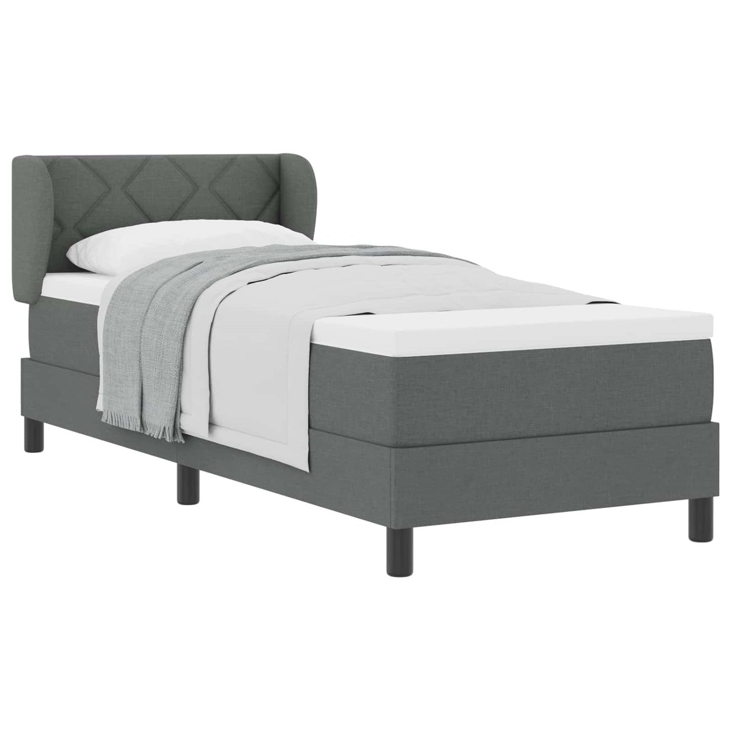 Boxspringbett mit Kopfteil Dunkelgrau 80 x 200 cm Stoff