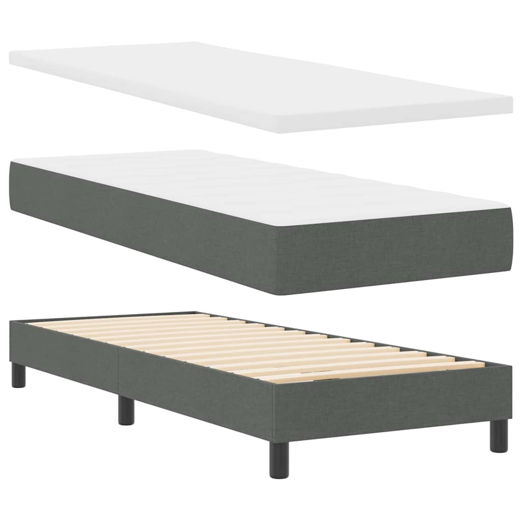 Boxspringbett mit Kopfteil Dunkelgrau 80 x 200 cm Stoff