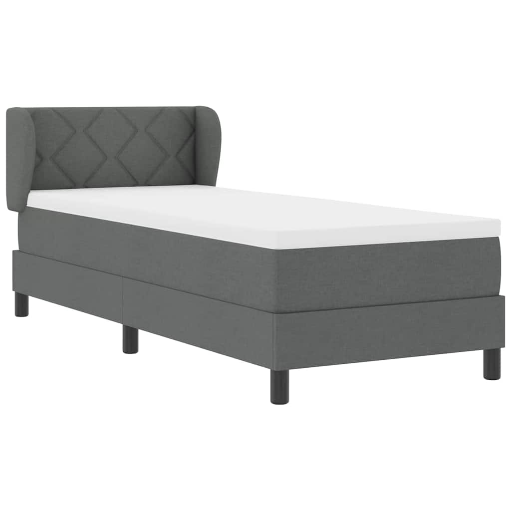 Boxspringbett mit Kopfteil Dunkelgrau 80 x 200 cm Stoff