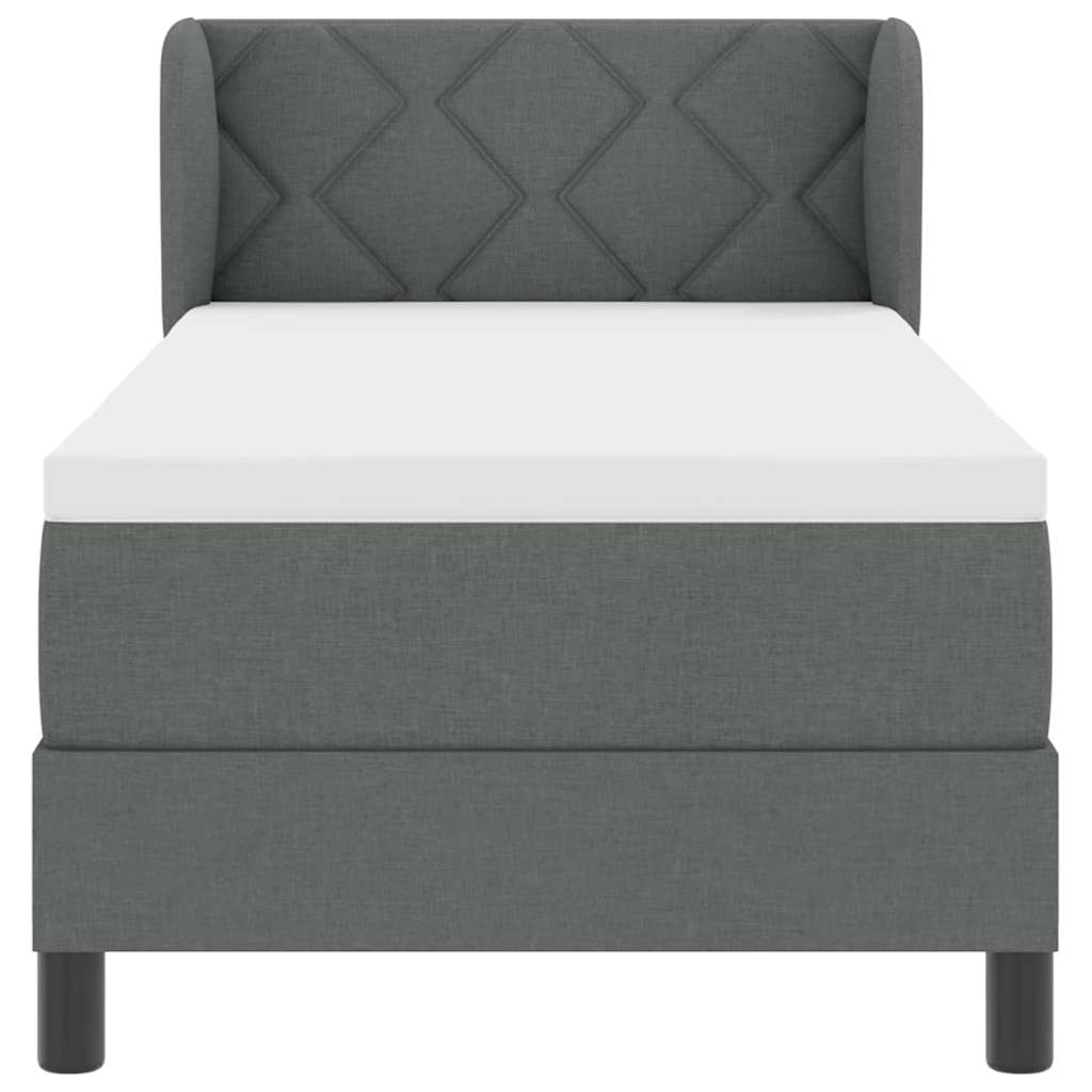 Boxspringbett mit Kopfteil Dunkelgrau 80 x 200 cm Stoff