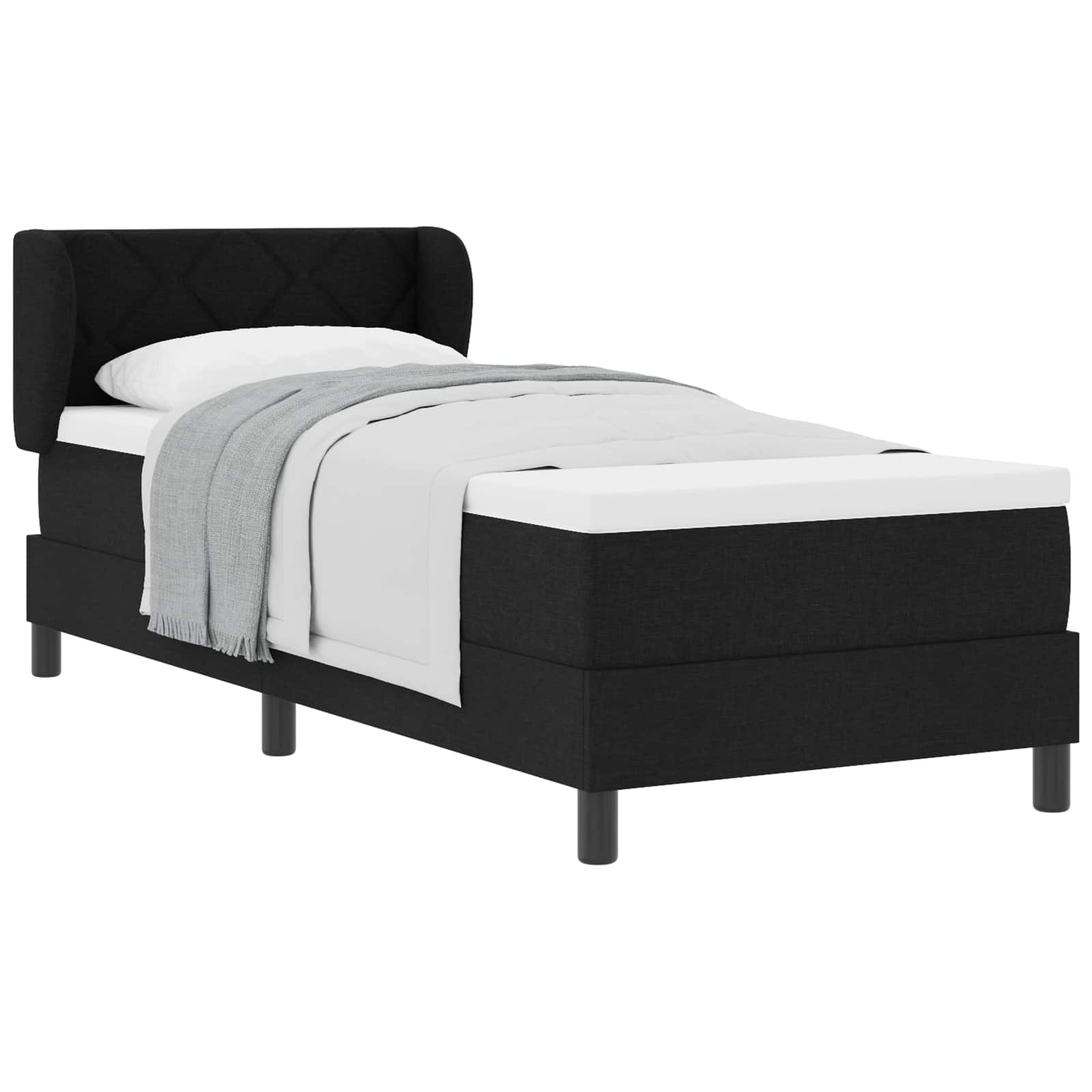 Boxspringbett mit Kopfteil Schwarz 80 x 200 cm Stoff