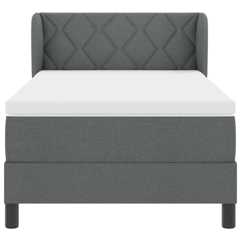 Boxspringbett mit Kopfteil Dunkelgrau 90 x 200 cm Stoff