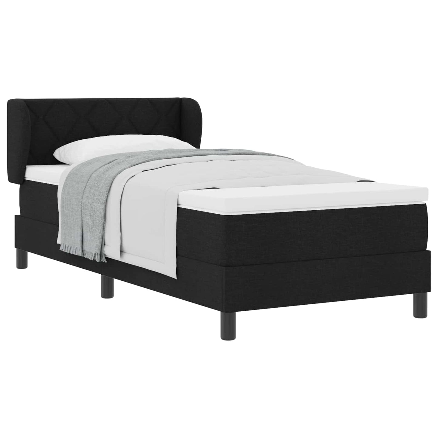 Boxspringbett mit Matratze Schwarz 90 x 200 cm Stoff