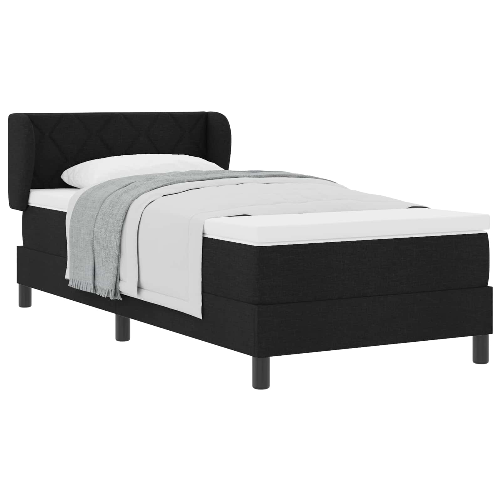 Boxspringbett mit Matratze Schwarz 90 x 200 cm Stoff