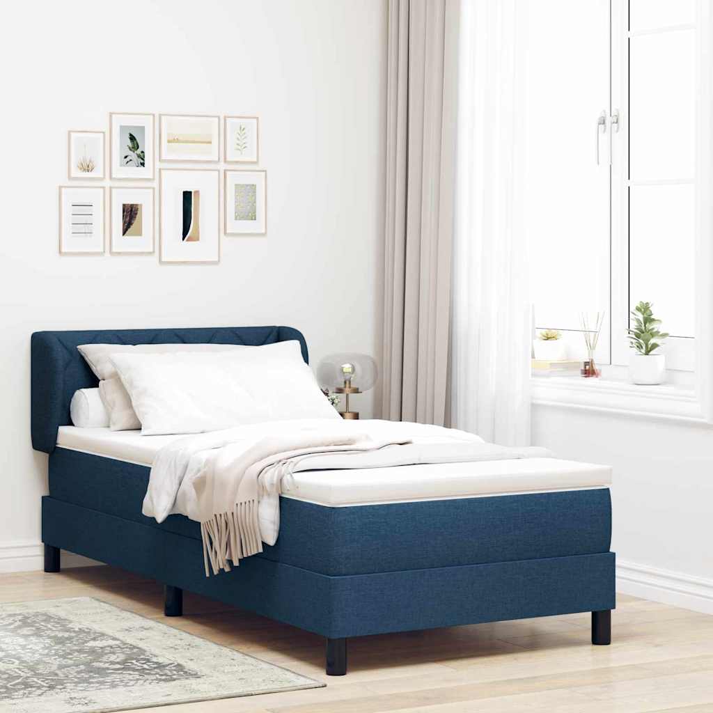 Boxspringbett mit Kopfteil Blau 90 x 200 cm Stoff