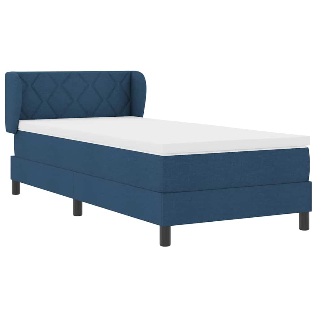 Boxspringbett mit Kopfteil Blau 90 x 200 cm Stoff