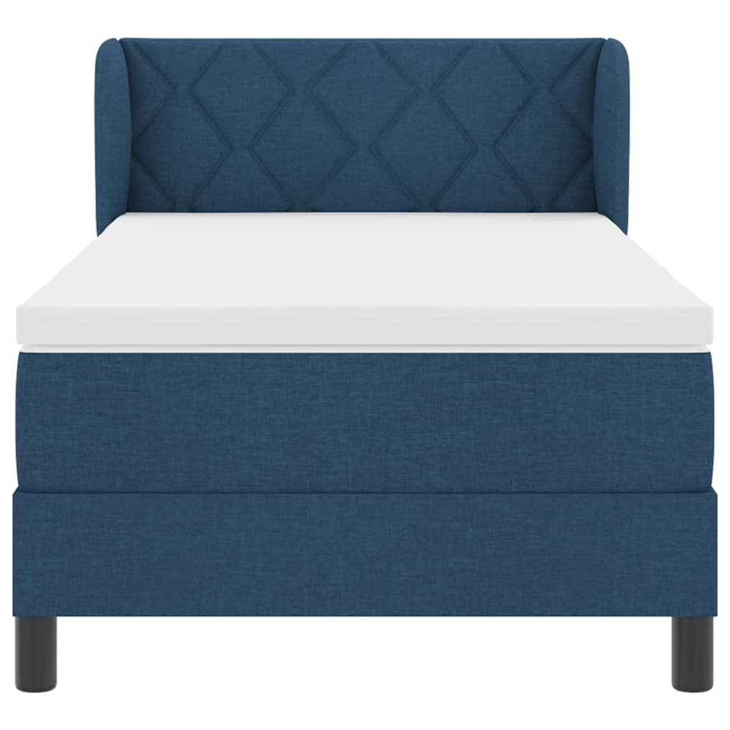 Boxspringbett mit Kopfteil Blau 90 x 200 cm Stoff