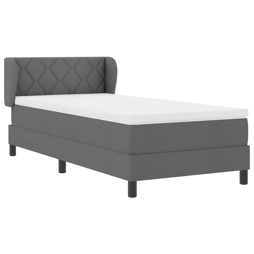 Boxspringbett mit Matratze Dunkelgrau 100 x 200 cm Stoff