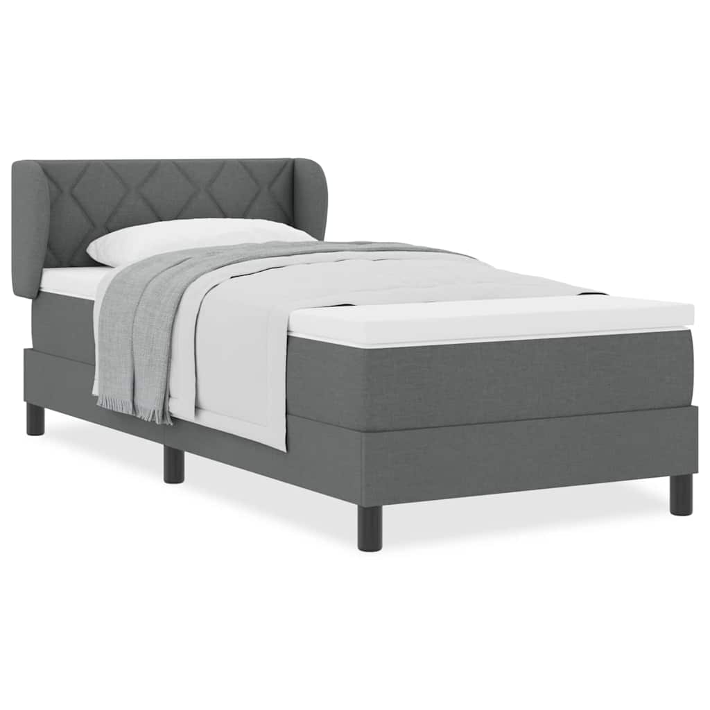 Boxspringbett mit Matratze Dunkelgrau 100 x 200 cm Stoff