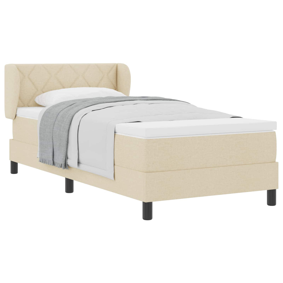 Boxspringbett mit Kopfteil Creme 100 x 200 cm Stoff