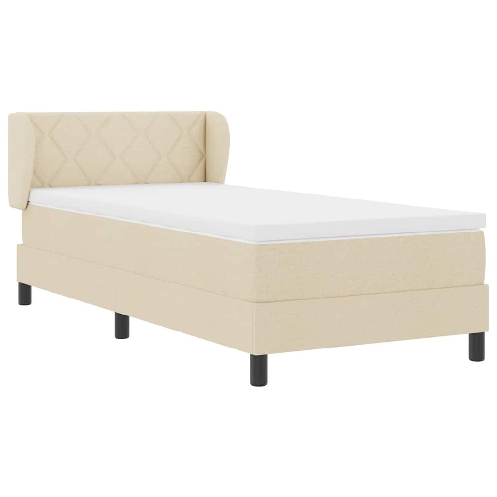 Boxspringbett mit Kopfteil Creme 100 x 200 cm Stoff