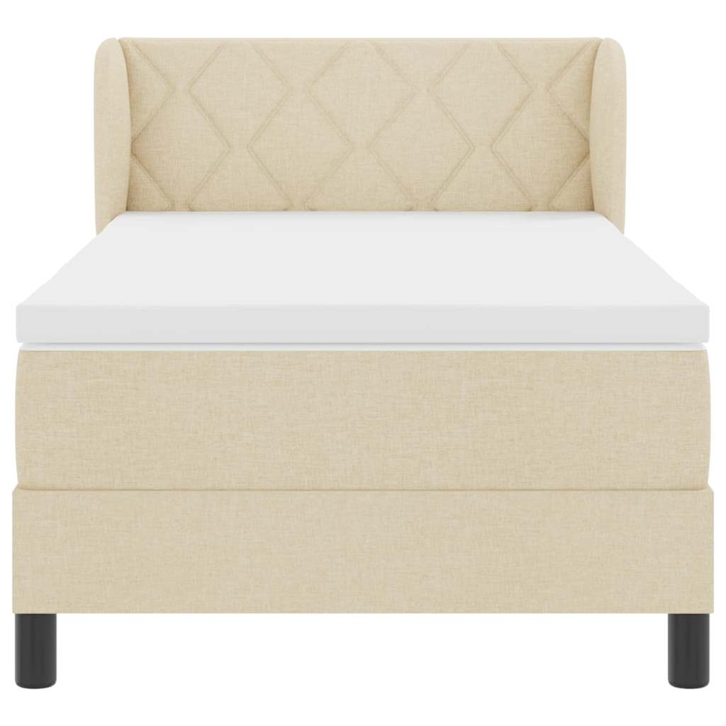 Boxspringbett mit Kopfteil Creme 100 x 200 cm Stoff