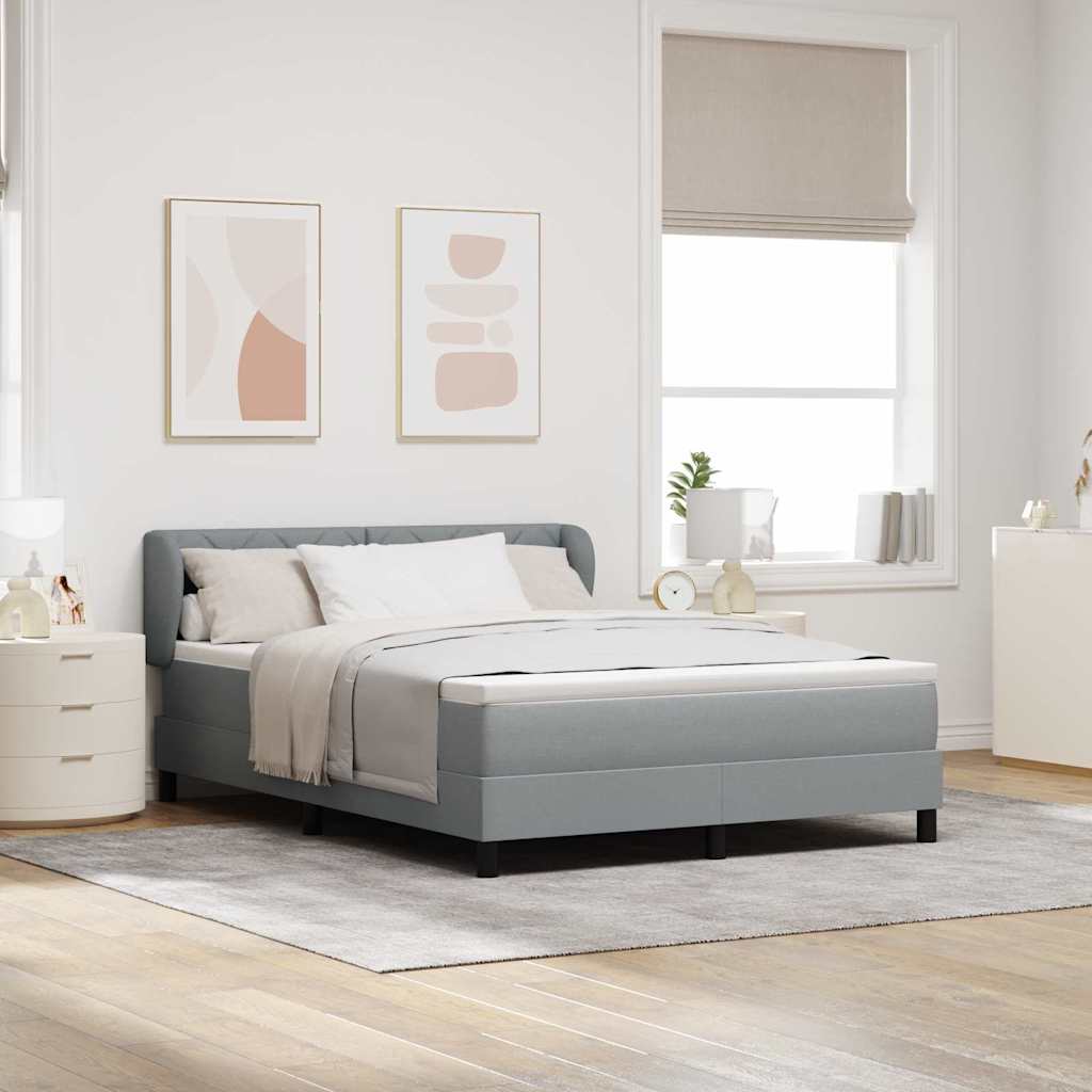 Boxspringbett mit Kopfteil Hellgrau 140 x 190 cm Stoff