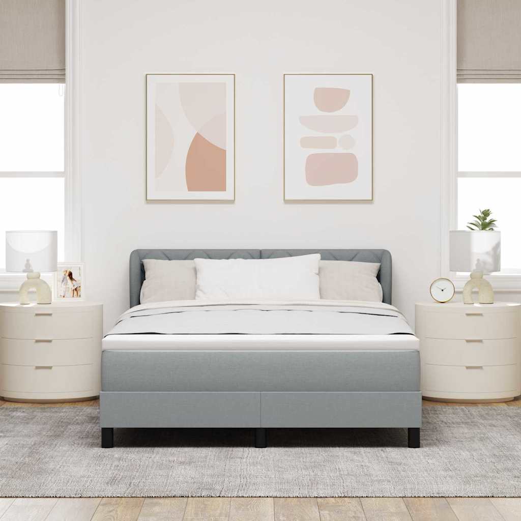 Boxspringbett mit Kopfteil Hellgrau 140 x 190 cm Stoff