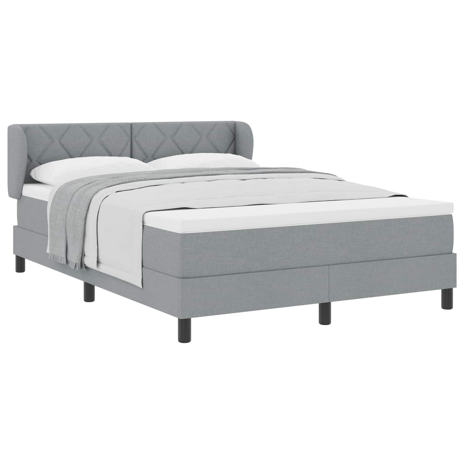 Boxspringbett mit Kopfteil Hellgrau 140 x 190 cm Stoff