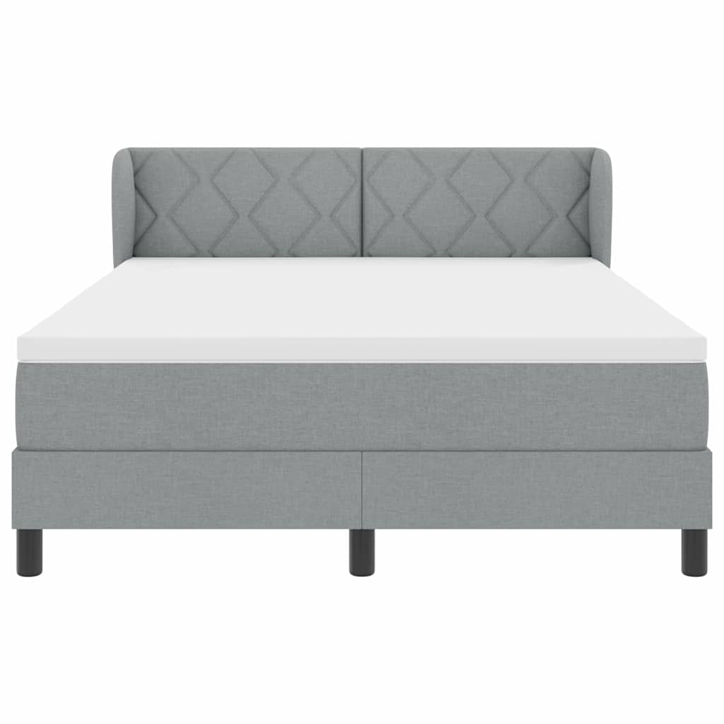 Boxspringbett mit Kopfteil Hellgrau 140 x 190 cm Stoff