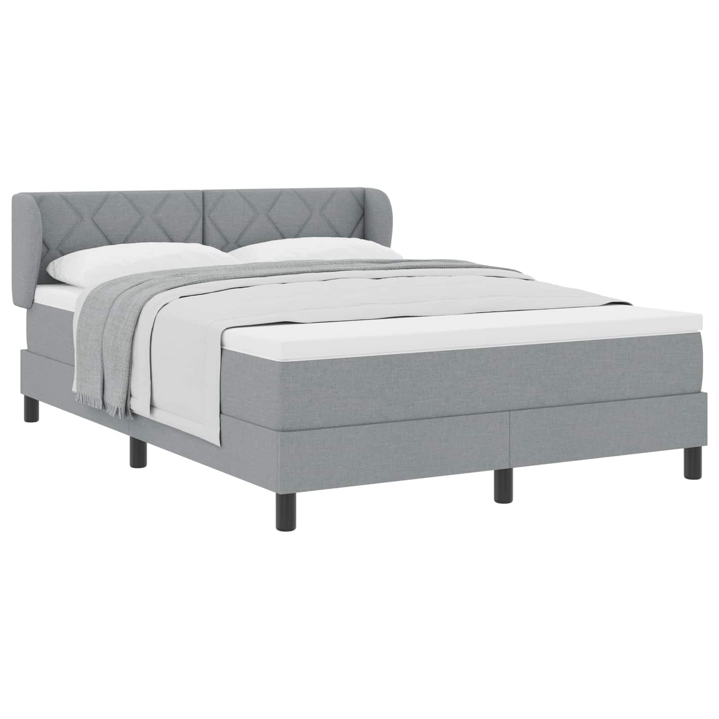 Boxspringbett mit Kopfteil Hellgrau 140 x 200 cm Stoff