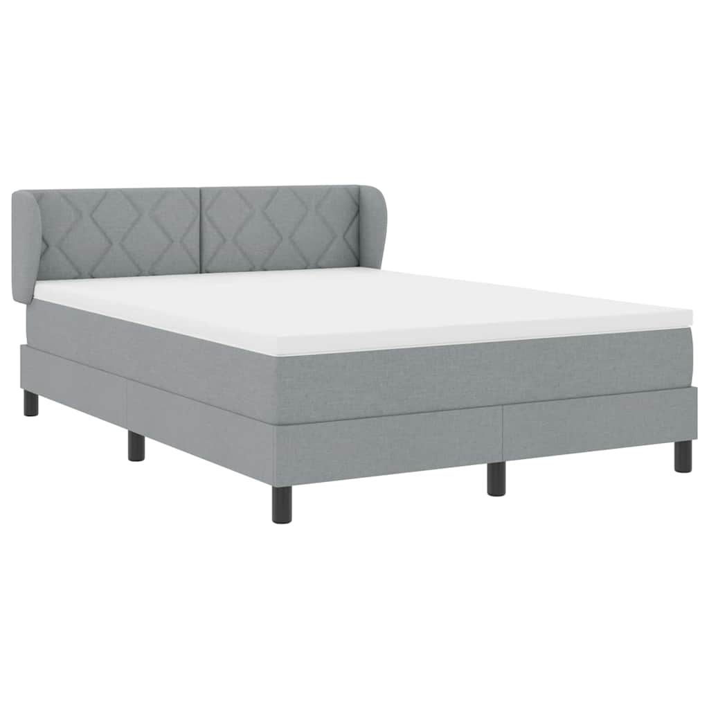 Boxspringbett mit Kopfteil Hellgrau 140 x 200 cm Stoff