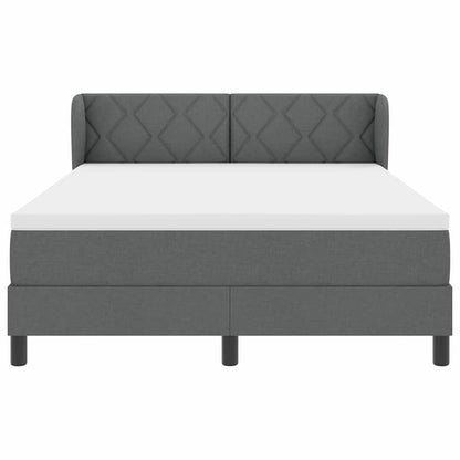 Boxspringbett mit Kopfteil Dunkelgrau 140 x 200 cm Stoff