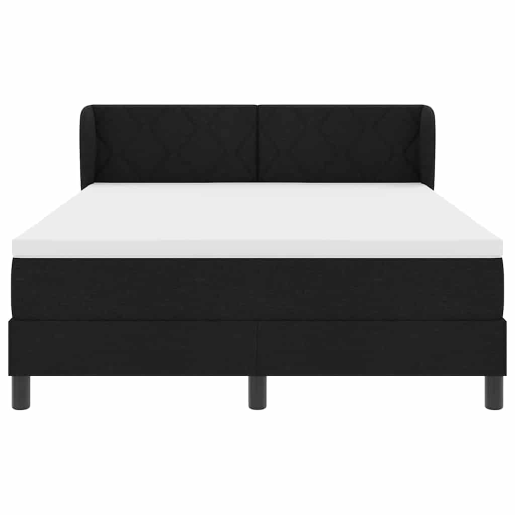 Boxspringbett mit Kopfteil Schwarz 140 x 200 cm Stoff