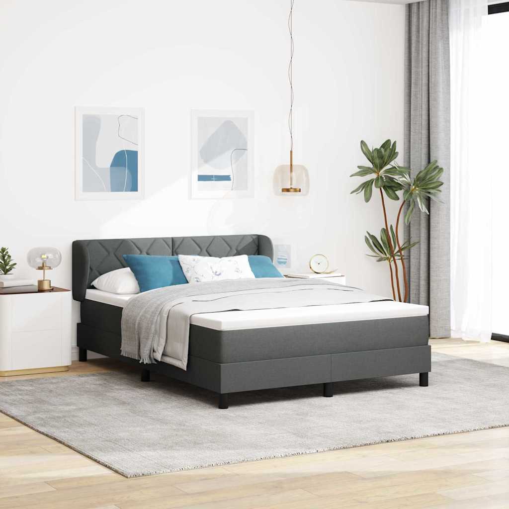 Boxspringbett mit Kopfteil Dunkelgrau 160 x 200 cm Stoff