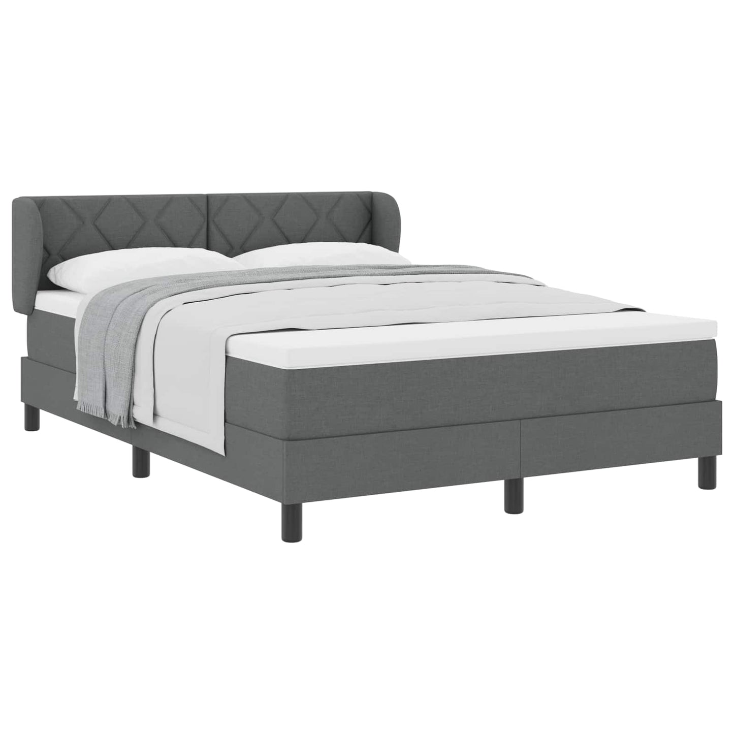 Boxspringbett mit Kopfteil Dunkelgrau 160 x 200 cm Stoff