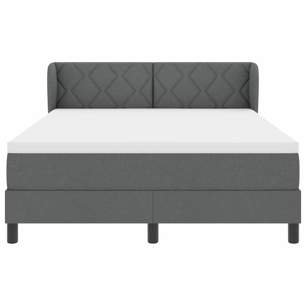 Boxspringbett mit Kopfteil Dunkelgrau 160 x 200 cm Stoff